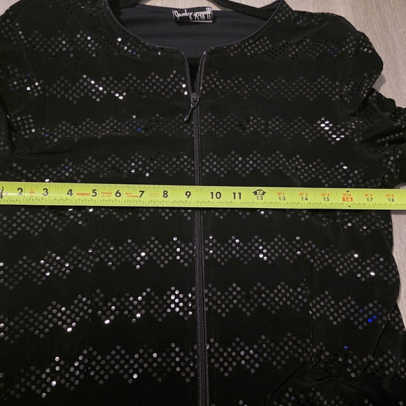 Joseph Ribkoff Black Sequin Zip-Up Jacket - Picture 5 of 6